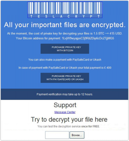 باج افزار Teslacrypt